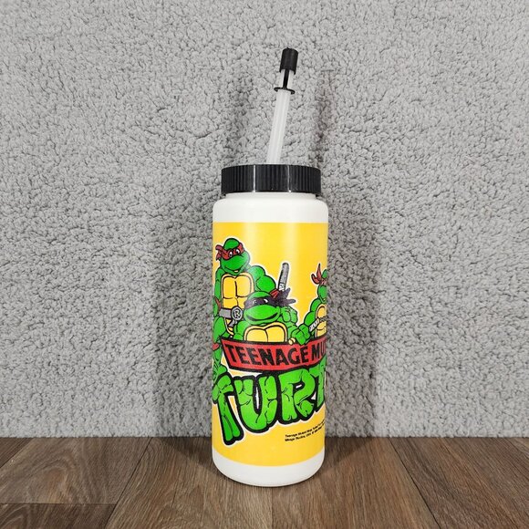 Vintage 1988 Teenage Mutant Ninja Turtles TMNT Water Sport Bottle With Straw USA - Picture 6 of 10